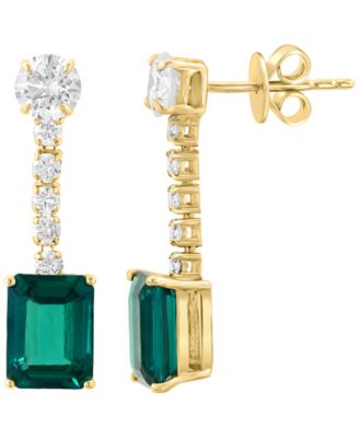 Lab-Grown Diamond and Lab-Grown Emerald Earrings (1 ct. t.w. and 2-1/2 ct. t.w.) in 14k Yellow Gold