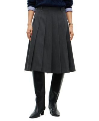 Women's Pleated High-Waisted Midi Skirt