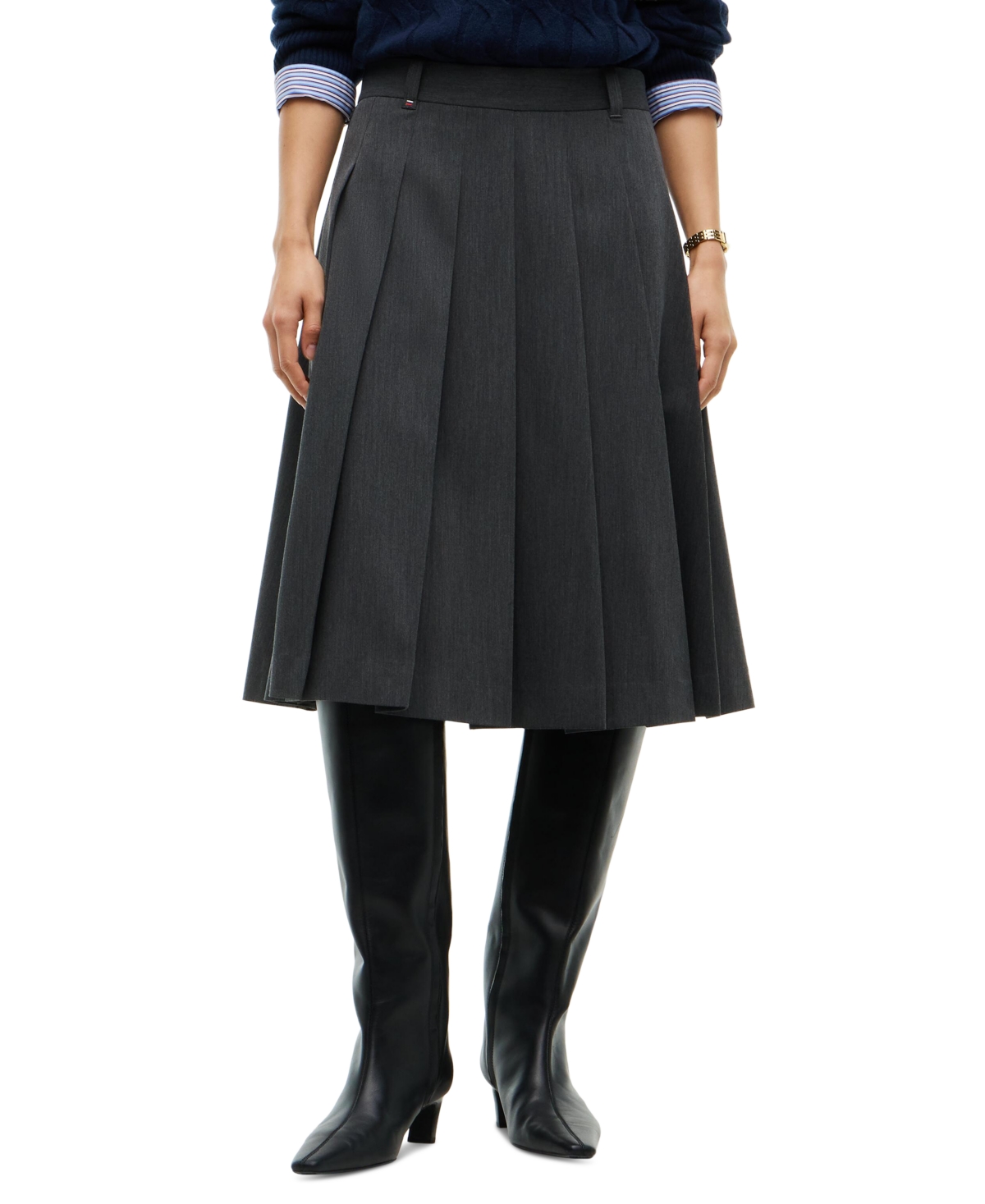 Tommy Hilfiger Women's Pleated High-Waisted Midi Skirt