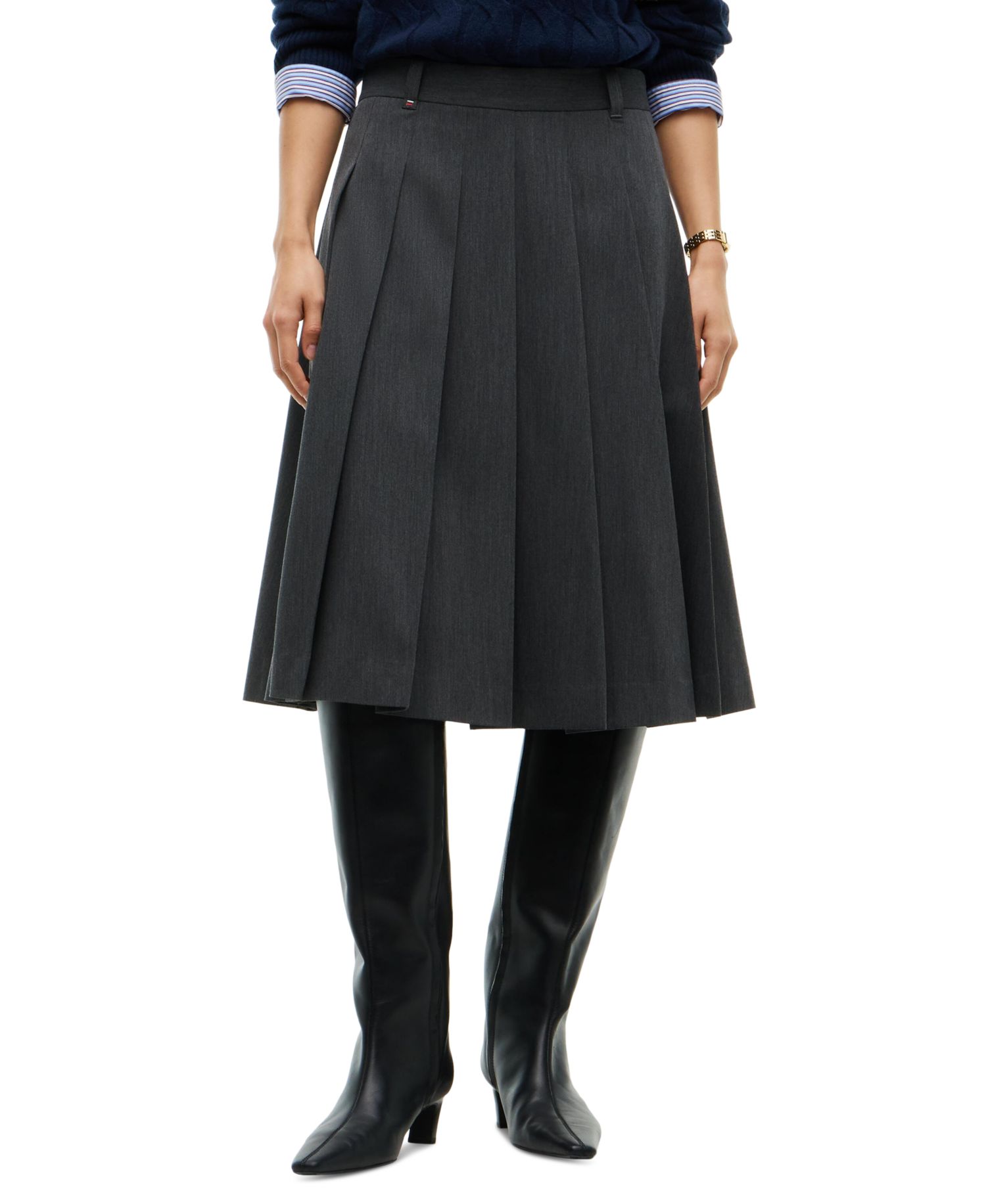 Women's Pleated High-Waisted Midi Skirt