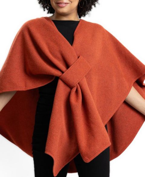 Caldwell Collection Women's Gloria Oversized V-Neck 3/4-Sleeve Poncho, цвет: Оранжевый