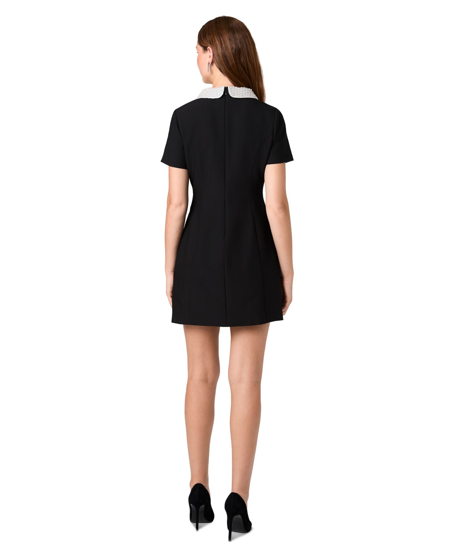 Women's Shelby Twill Embellished-Collar Short-Sleeve Mini Dress