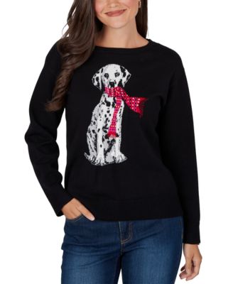 Petite Dalmatian Long-Sleeve Crewneck Sweater