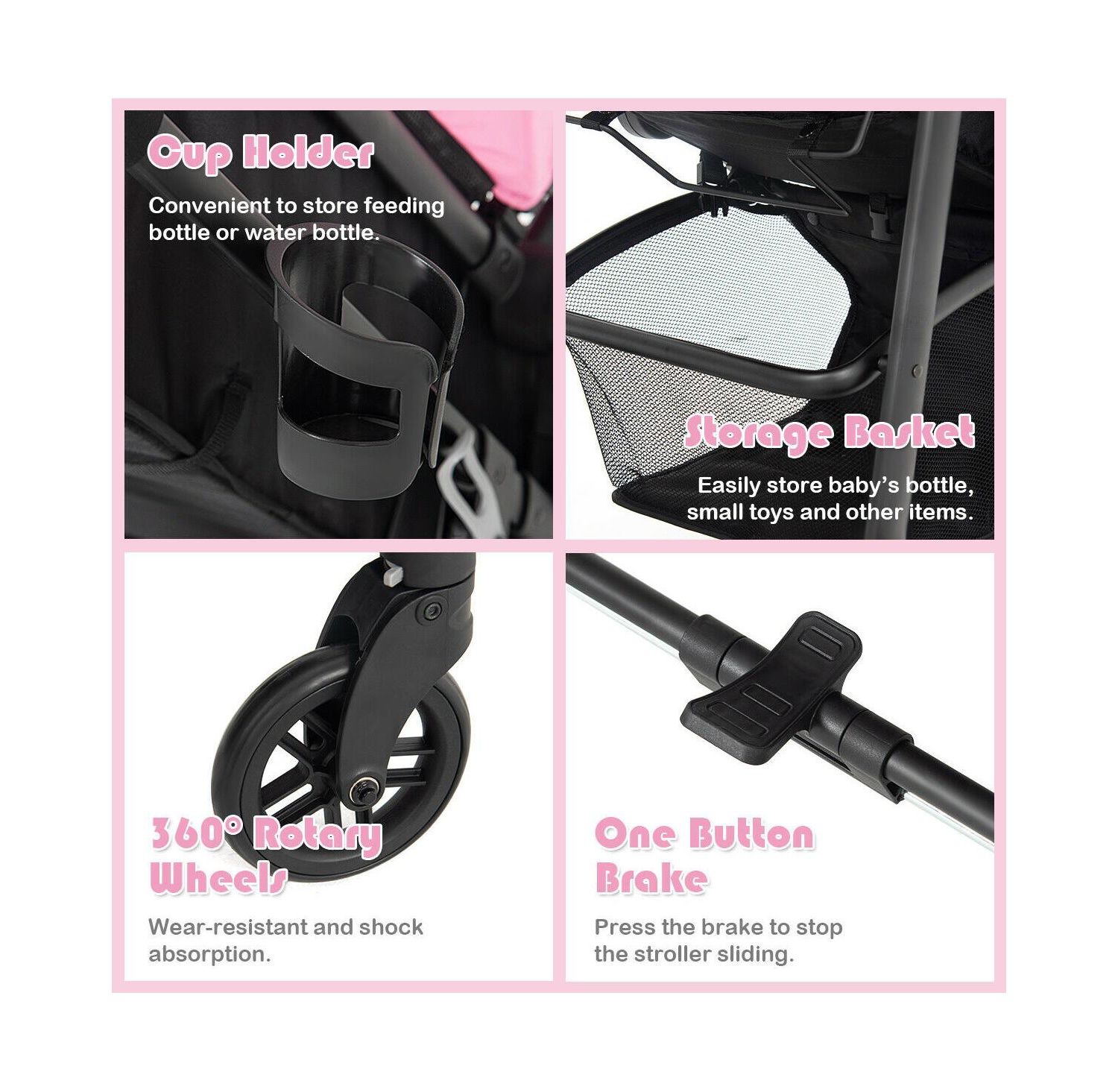 2-in-1 Baby Pushchair with Foldable Design for Newborn Infants