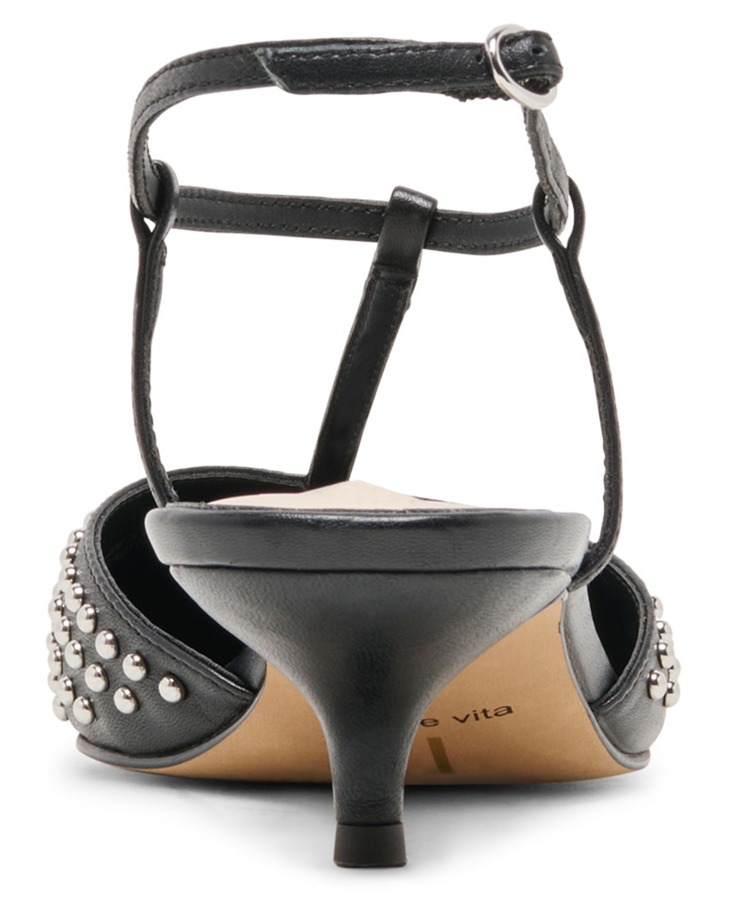 Женские туфли Dolce Vita Torena Pointed Toe T-Strap Kitten Heel, цвет: Чёрный кожаный — фото 3