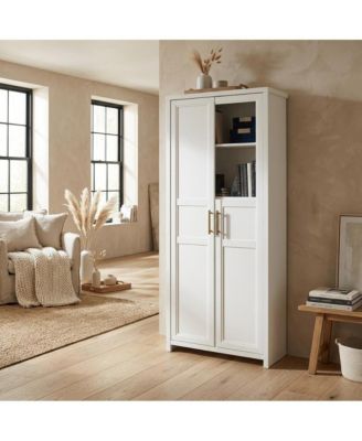 White Finish Storage Cabinet - Contemporary Transitional Style, Spacious