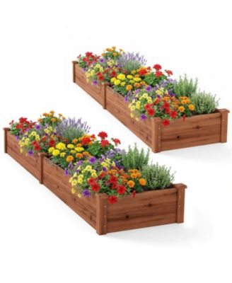 2-Piece Elevated Garden Bed Set with Open-Bottom Drainage