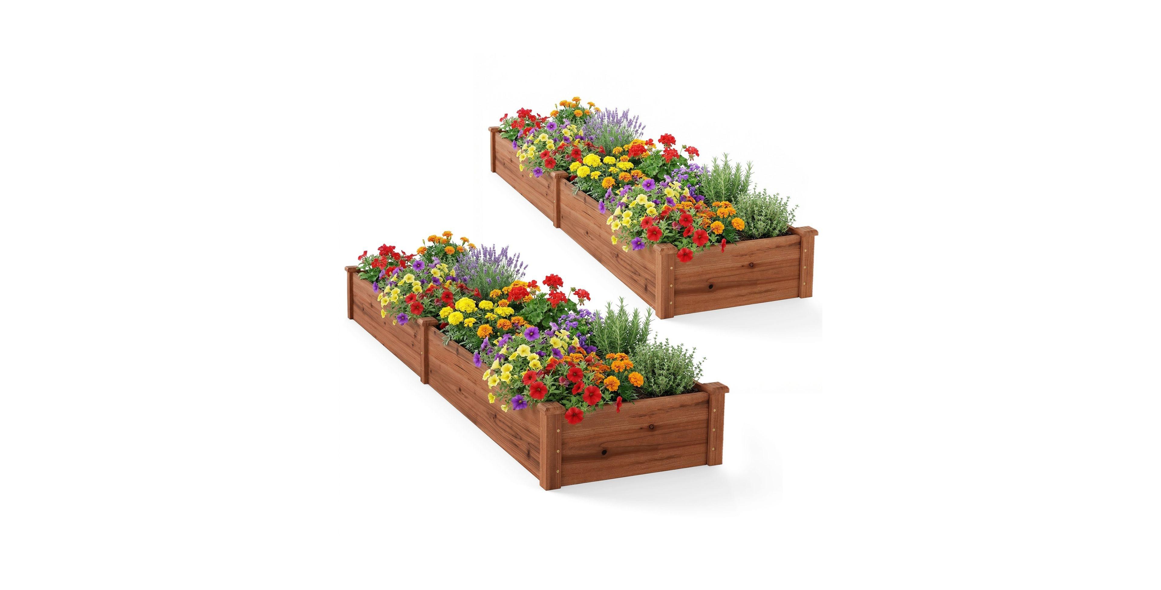 Sugift 2-Piece Elevated Garden Bed Set with Open-Bottom Drainage