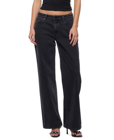 Женские джинсы Abrand Juniors' Heidi High-Rise Wide-Leg Slubby-Textured, цвет: Потёртый чёрный