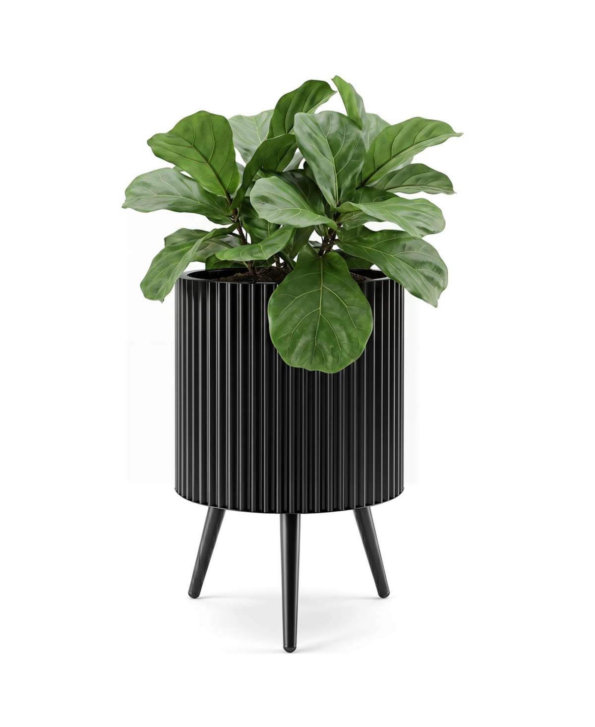 Sugift 14-Inch Galvanized Metal Planter with Tapered Leg Stand