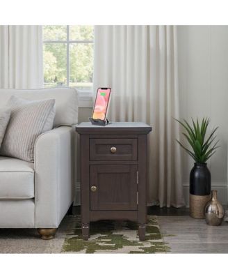 Brentwood Modern Transitional USB Charging End Table with Storage Cabinet