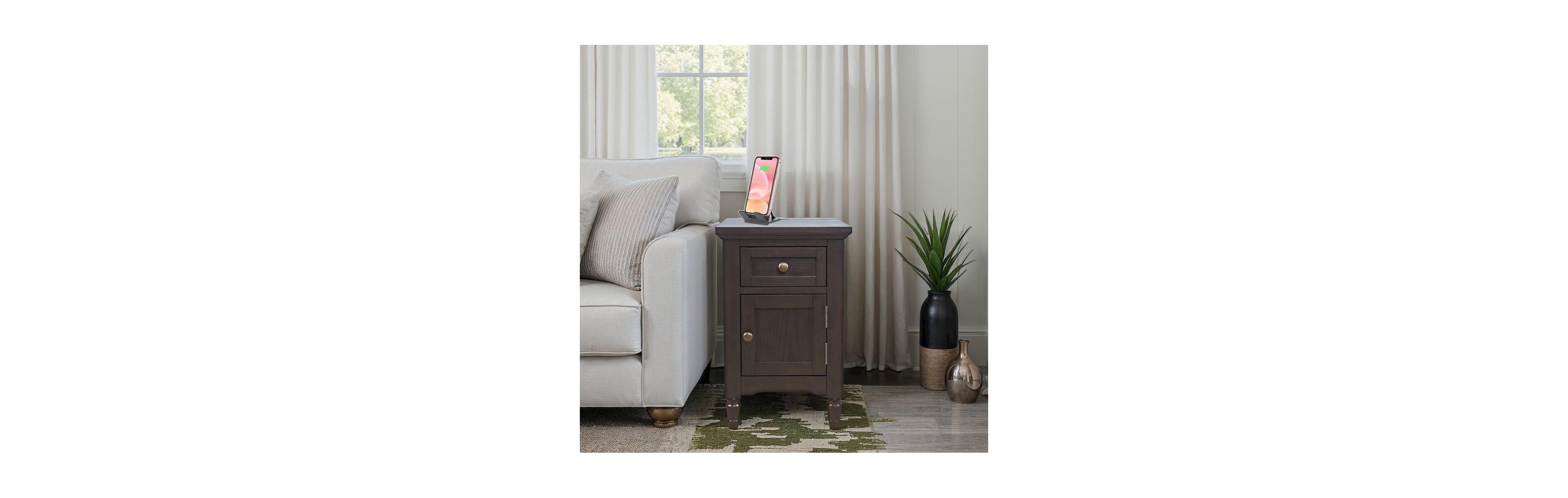 Jofran Brentwood Modern Transitional Usb Charging End Table with Storage Cabinet