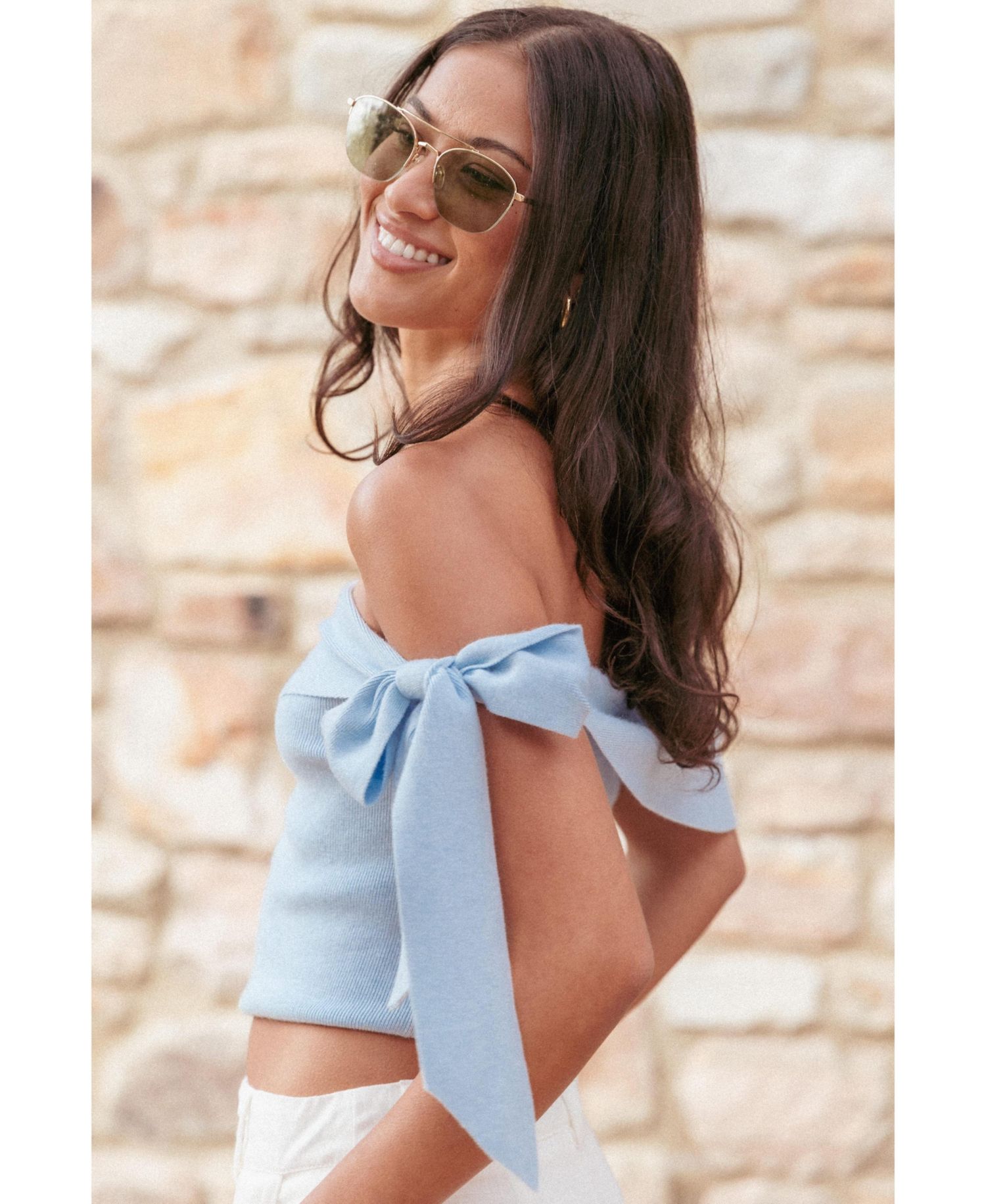 Women's Charama Off-Shoulder Knit Bow Top