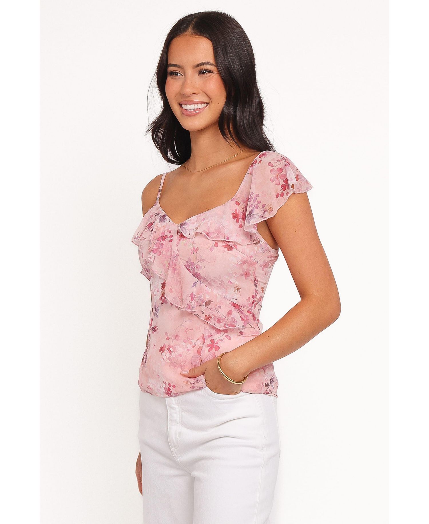 Women's Xandra Short-Sleeve Square-Neck Chiffon Blouse