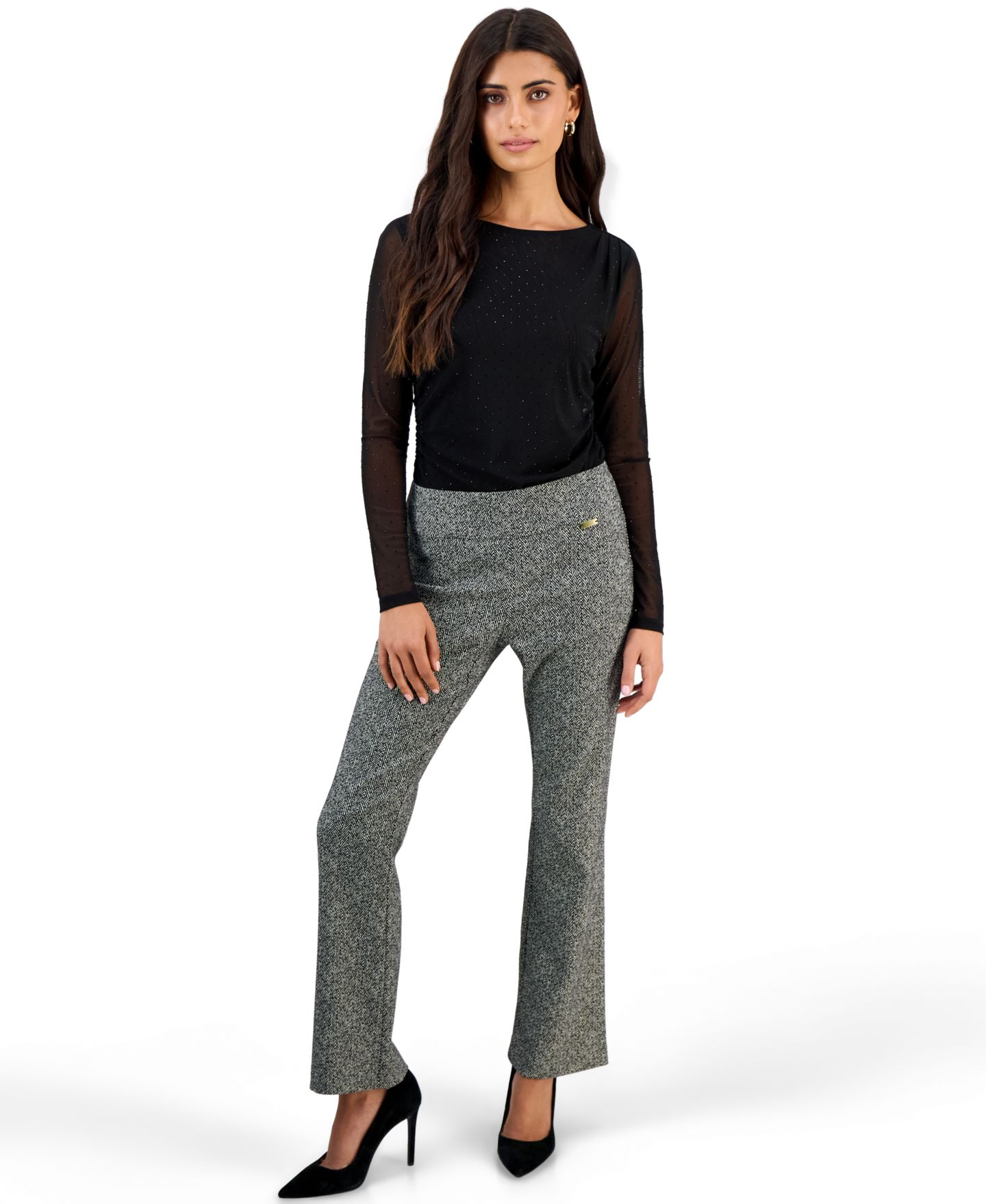 Женские брюки I.N.C. International Concepts Petite Pull-On Bootcut Herringbone — фото 2
