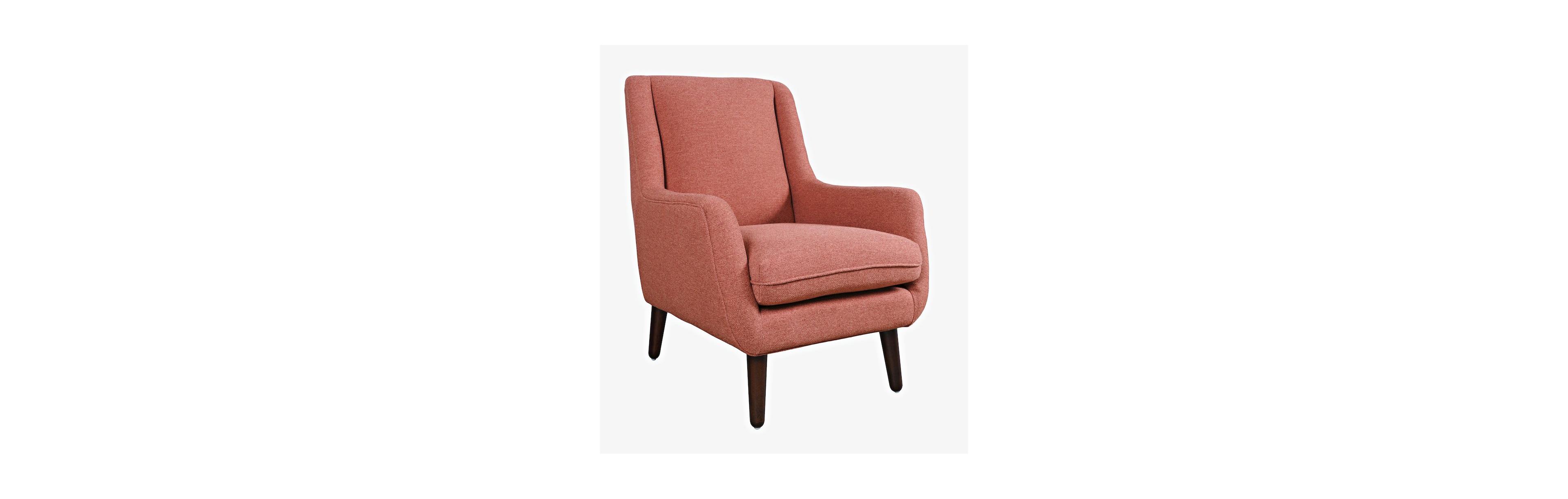 Jofran Theo Mid-Century Modern Contemporary Upholstered Accent Chair, Rose