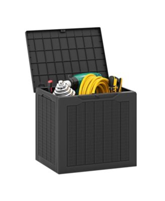 25-Gallon Outdoor Deck Box with Lockable Lid and Woven Texture