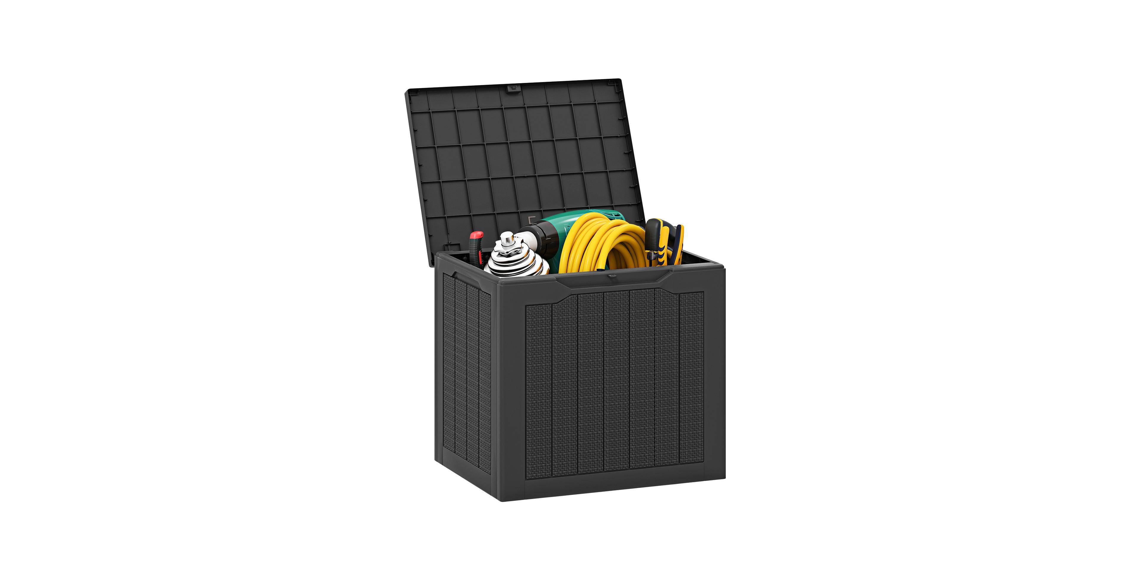 Sugift 25-Gallon Outdoor Deck Box with Lockable Lid and Woven Texture