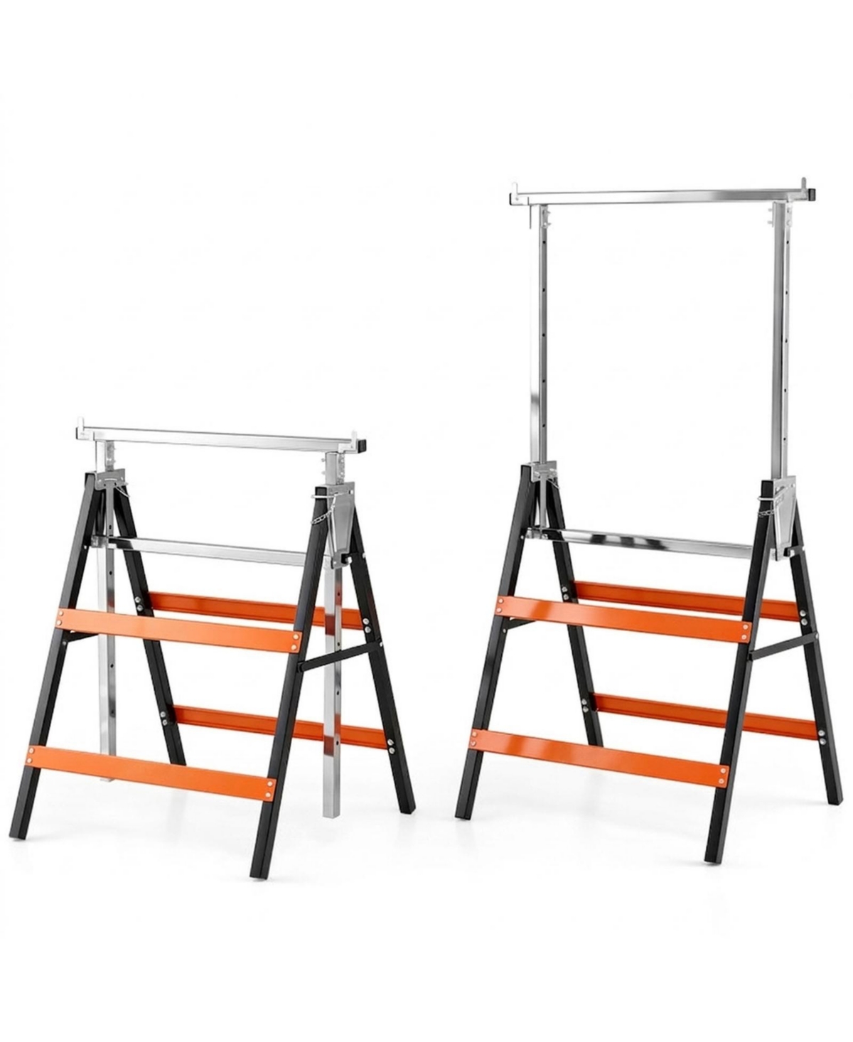 Sugift Heavy-Duty Metal Folding Saw Horse Set of 2 with Adjustable Height