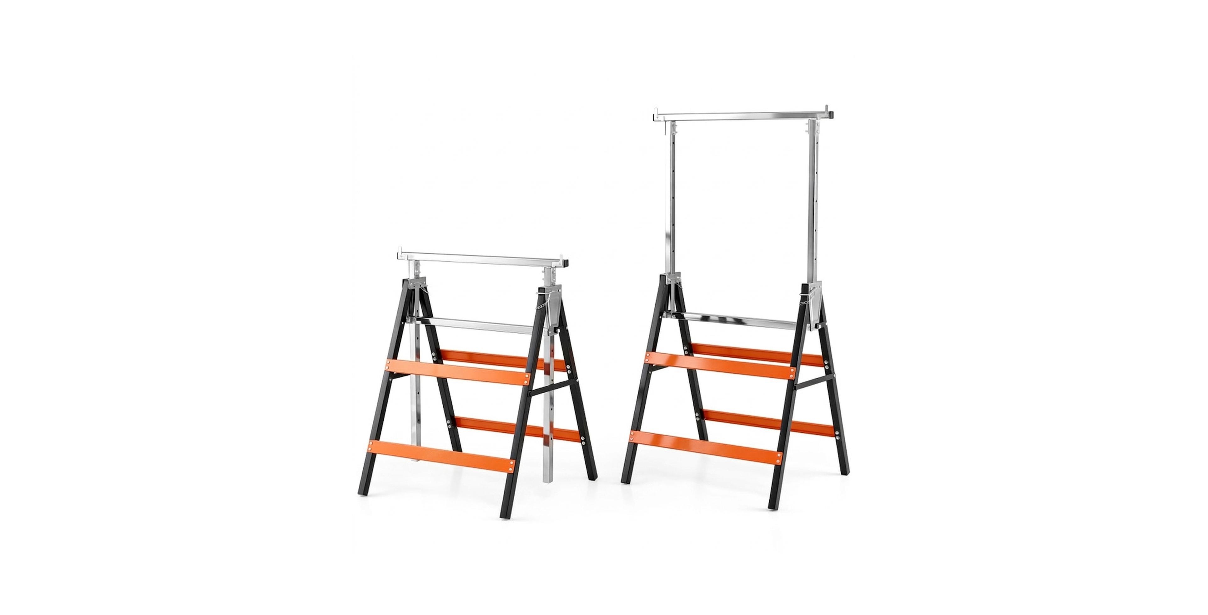 Sugift Heavy-Duty Metal Folding Saw Horse Set of 2 with Adjustable Height