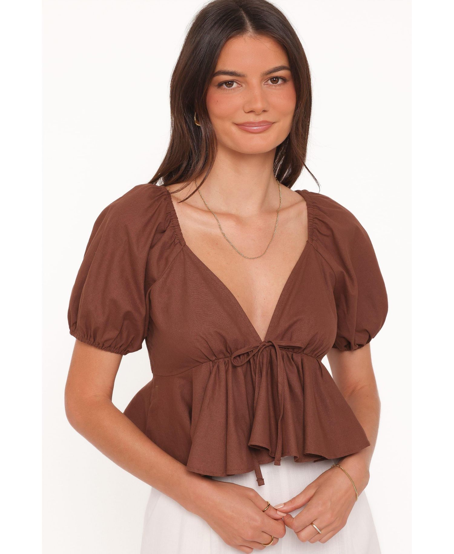 Women's Brienne Tie-Front V-Neck Open-Back Top