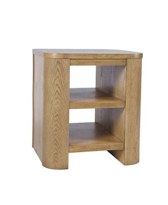 Janzen Contemporary Modern End Table with Open Storage and Rounded Corners, Cascade Oak