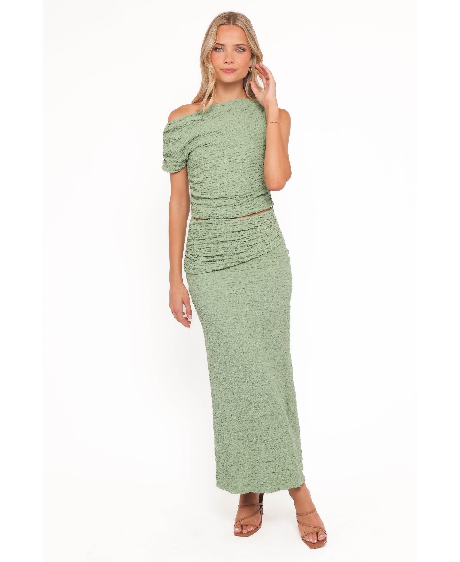 Women's Vesper Off-the-Shoulder Asymmetrical Maxi Top and Skirt, 2-Piece Set