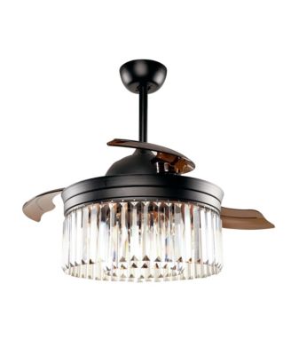 Modern 42" Crystal Retractable Ceiling Fan with Light Kit and Remote Control