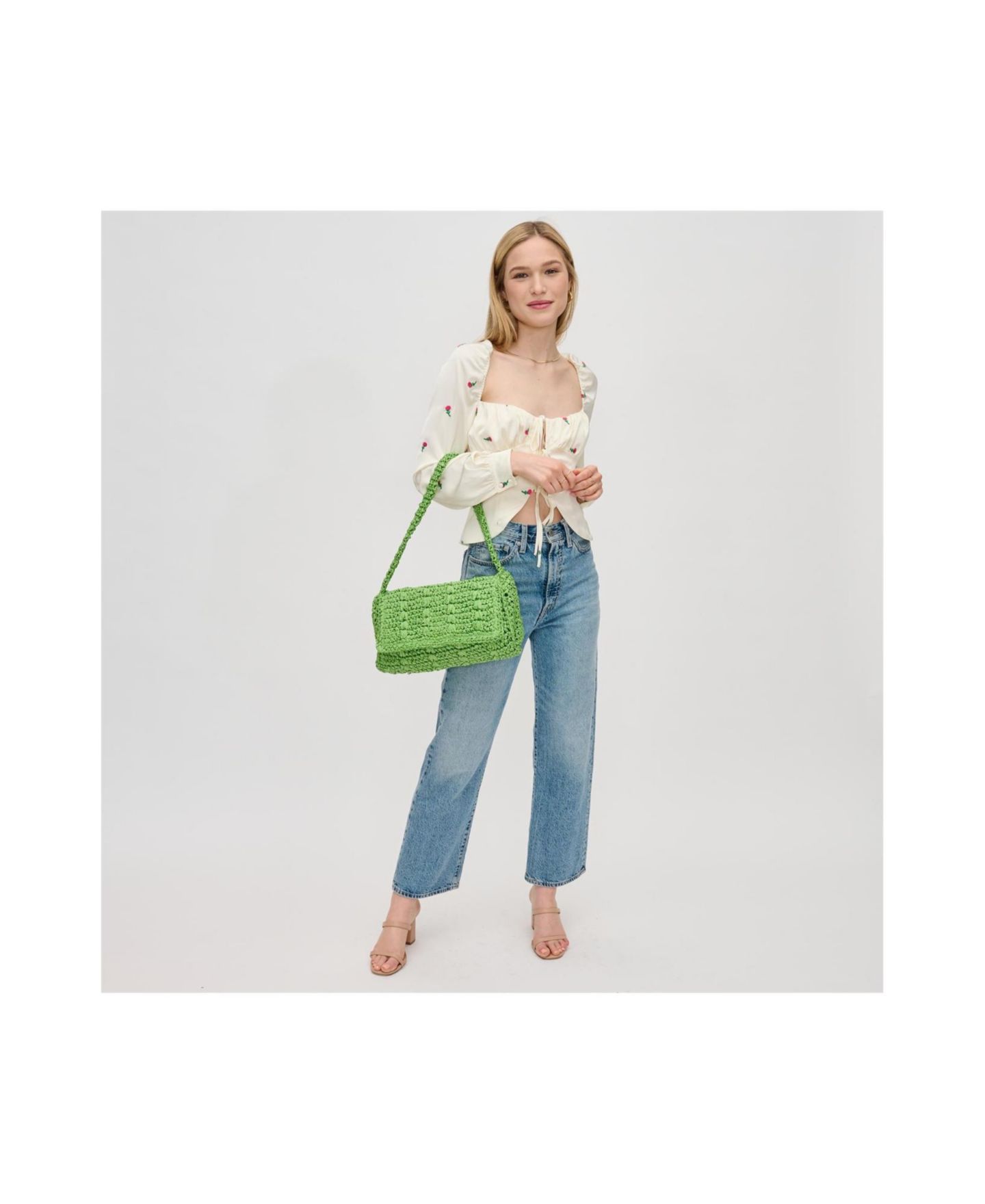Женская сумка Urban Expressions Anika Woven Straw Detachable Chain Strap Crossbody, цвет: Зелёный — фото 7