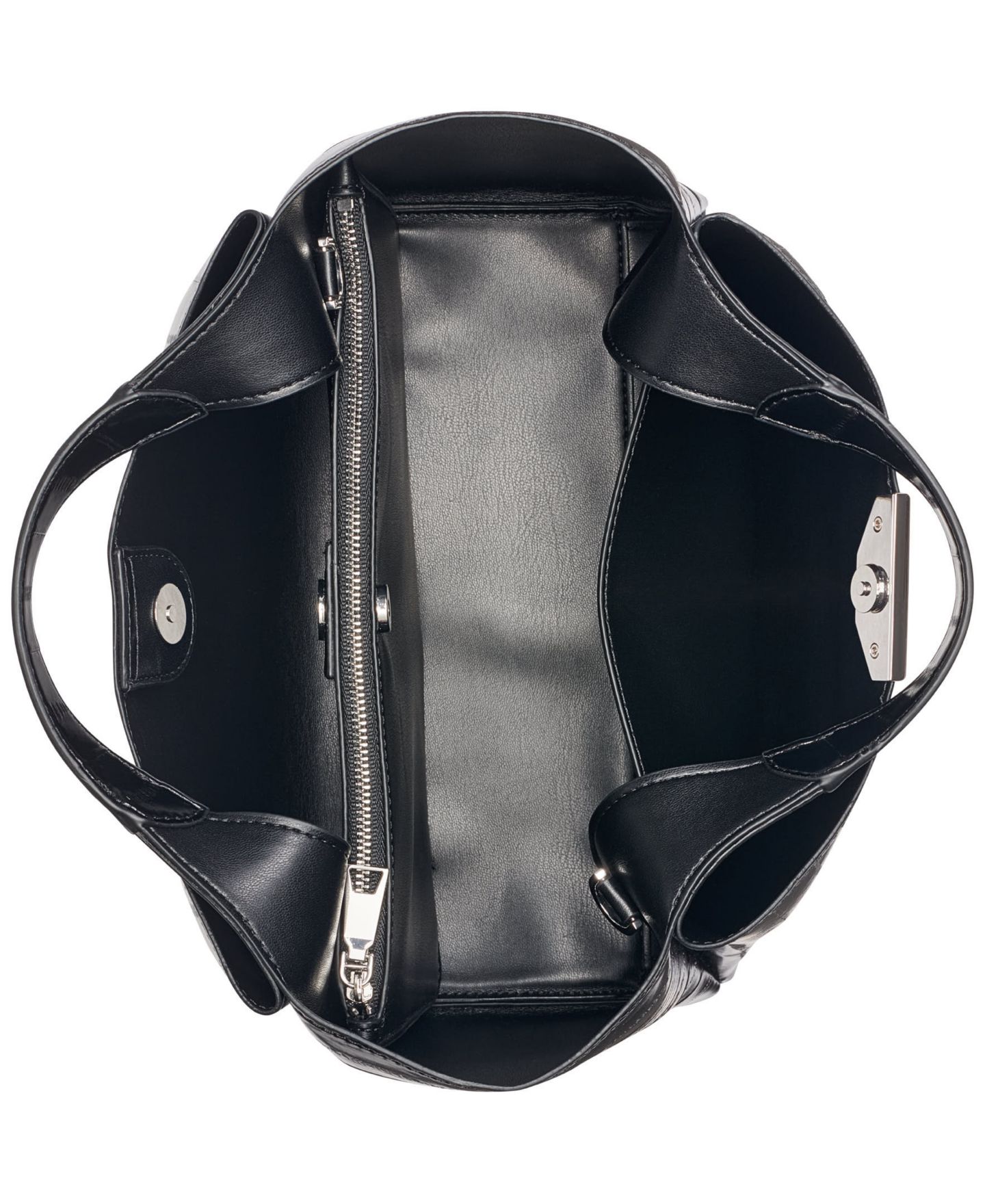 Женская сумка DKNY Willa Large Magnetic Satchel Handbag, цвет: Чёрный / Серебряный — фото 4