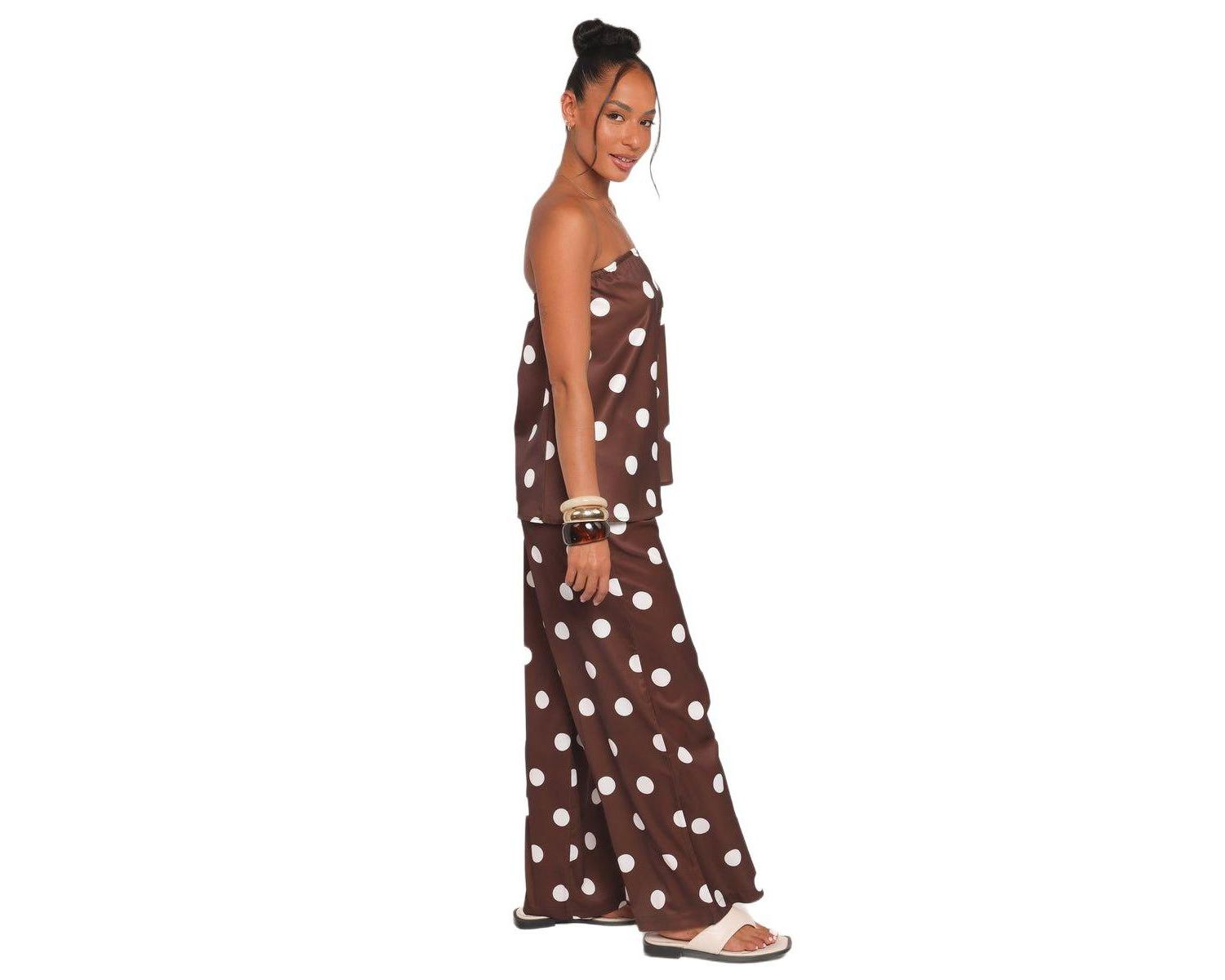 Women's Brielle Polka-Dot Strapless Wide-Leg Top and Pants, 2-Piece Set