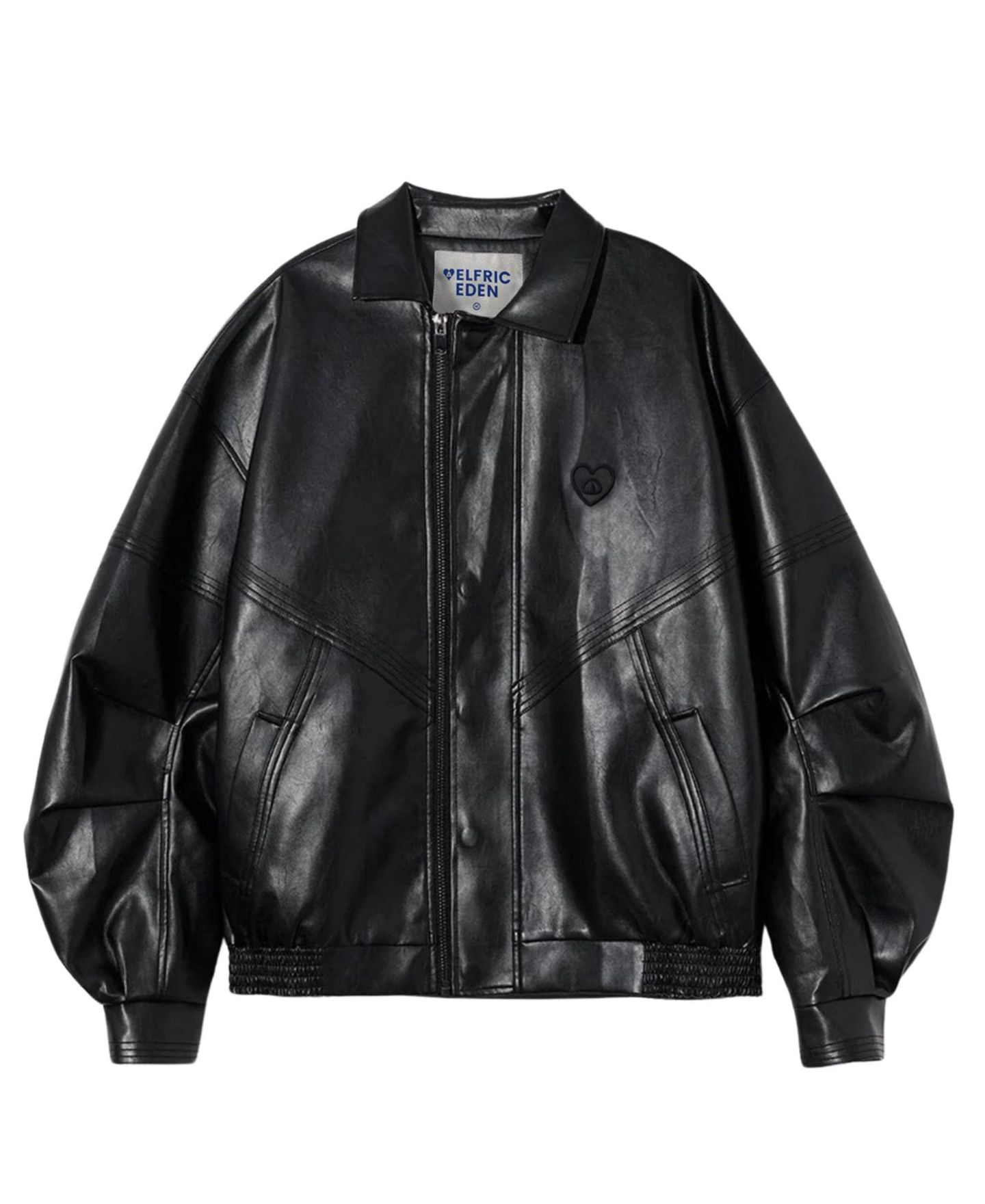 Женская куртка AELFRIC EDEN Zip Up Ruched Leather, цвет: Чёрный — фото 3