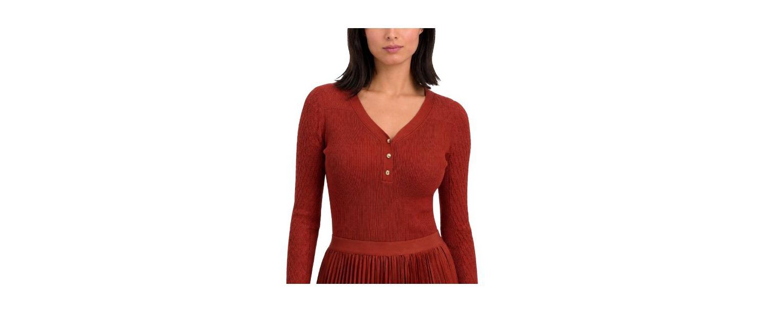 Women's Yusra V-Neck Long-Sleeve Half-Button Sweater