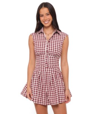 Women's Helen Gingham-Print V-Neckline Button-Front Romper