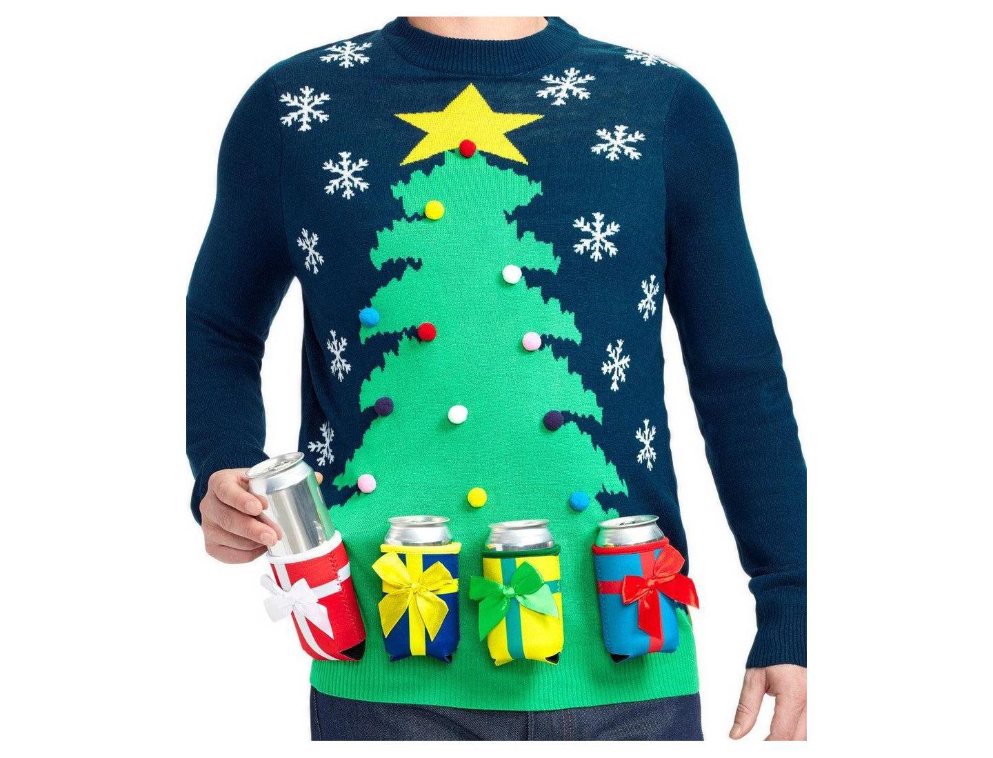 Мужской свитер Tipsy Elves Holiday Long-Sleeve Crewneck Drinking Game, цвет: Koozie Kristmas. — фото 3
