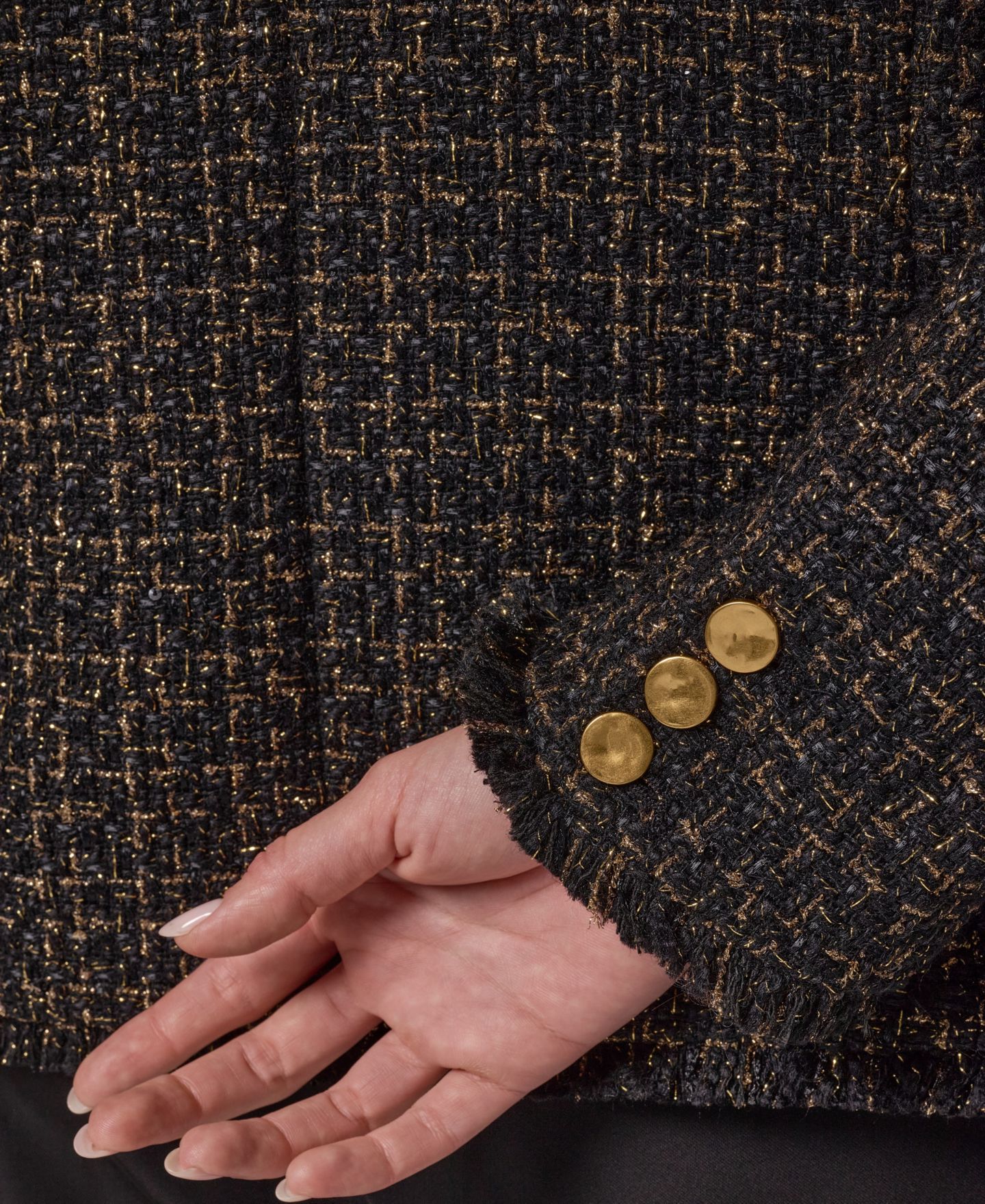 Женский пиджак Donna Karan New York Double Breasted Tweed, цвет: Чёрный / Золотой — фото 9