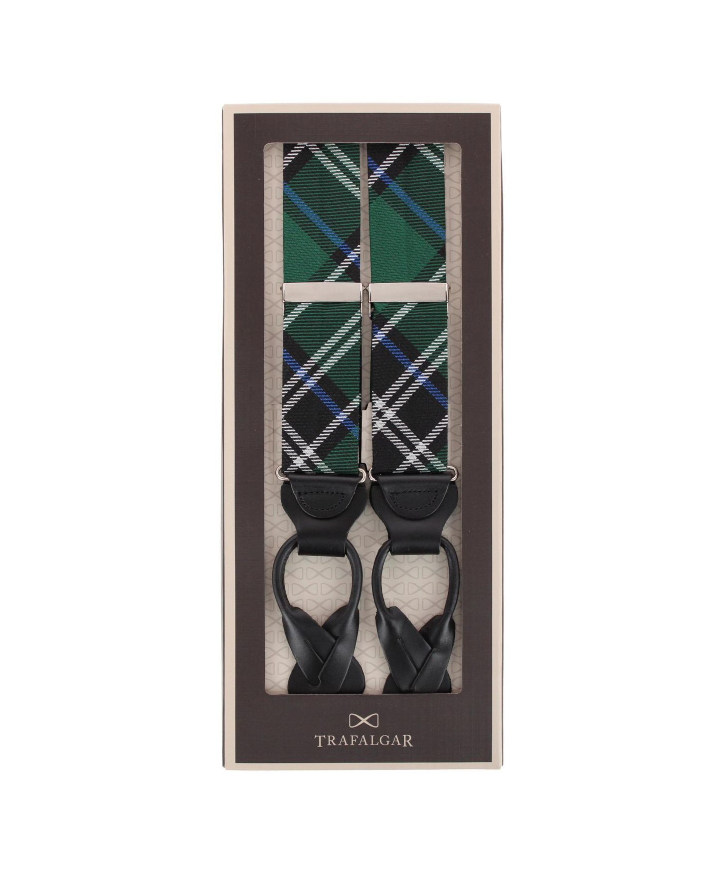 Мужские подтяжки TRAFALGAR Jarlath Tartan Plaid Wool-Blend Button-End Suspenders, цвет: Зелёный — фото 4