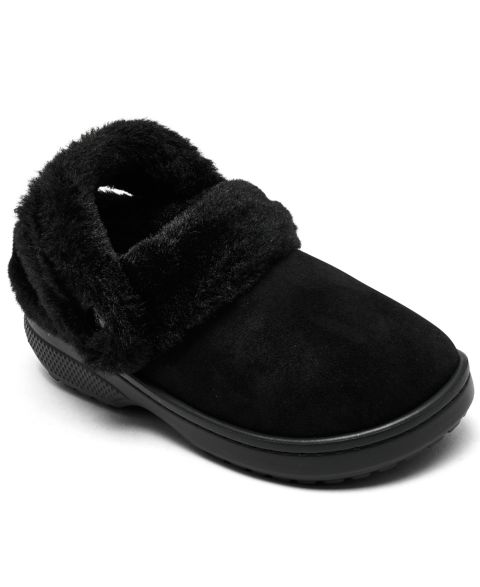 Сабо Crocs Unfurgettable Faux Suede and Faux Fur Clogs from Finish Line для девочек, цвет: Чёрный