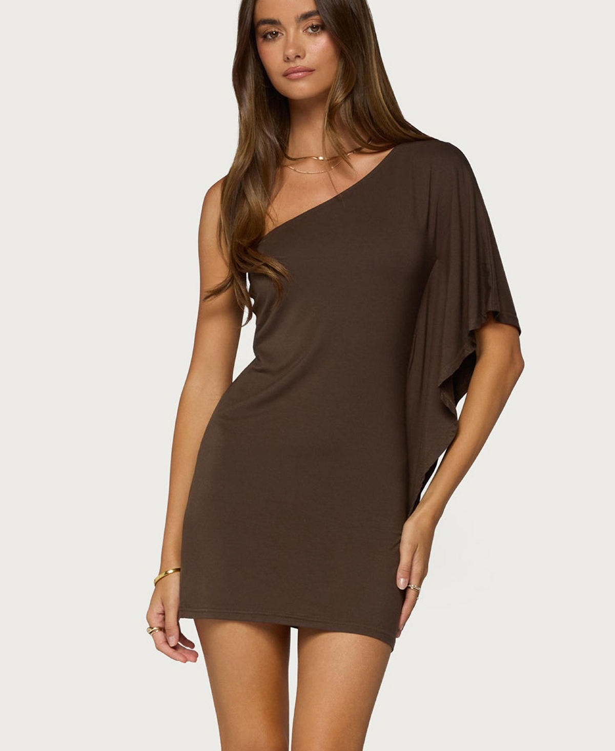 Edikted Women's Cammi One-Shoulder Flutter-Sleeve Mini Dress