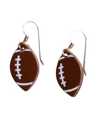 Gold-Tone Leather Mini Touchdown Football Earrings
