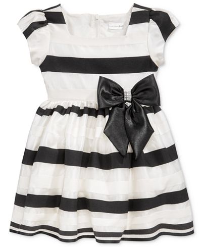Sweet Heart Rose Shadow Stripe Party Dress, Little Girls (2-6X)