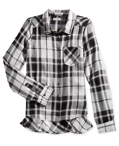 Tinsey Plaid Button-Front Shirt, Big Girls (7-16)