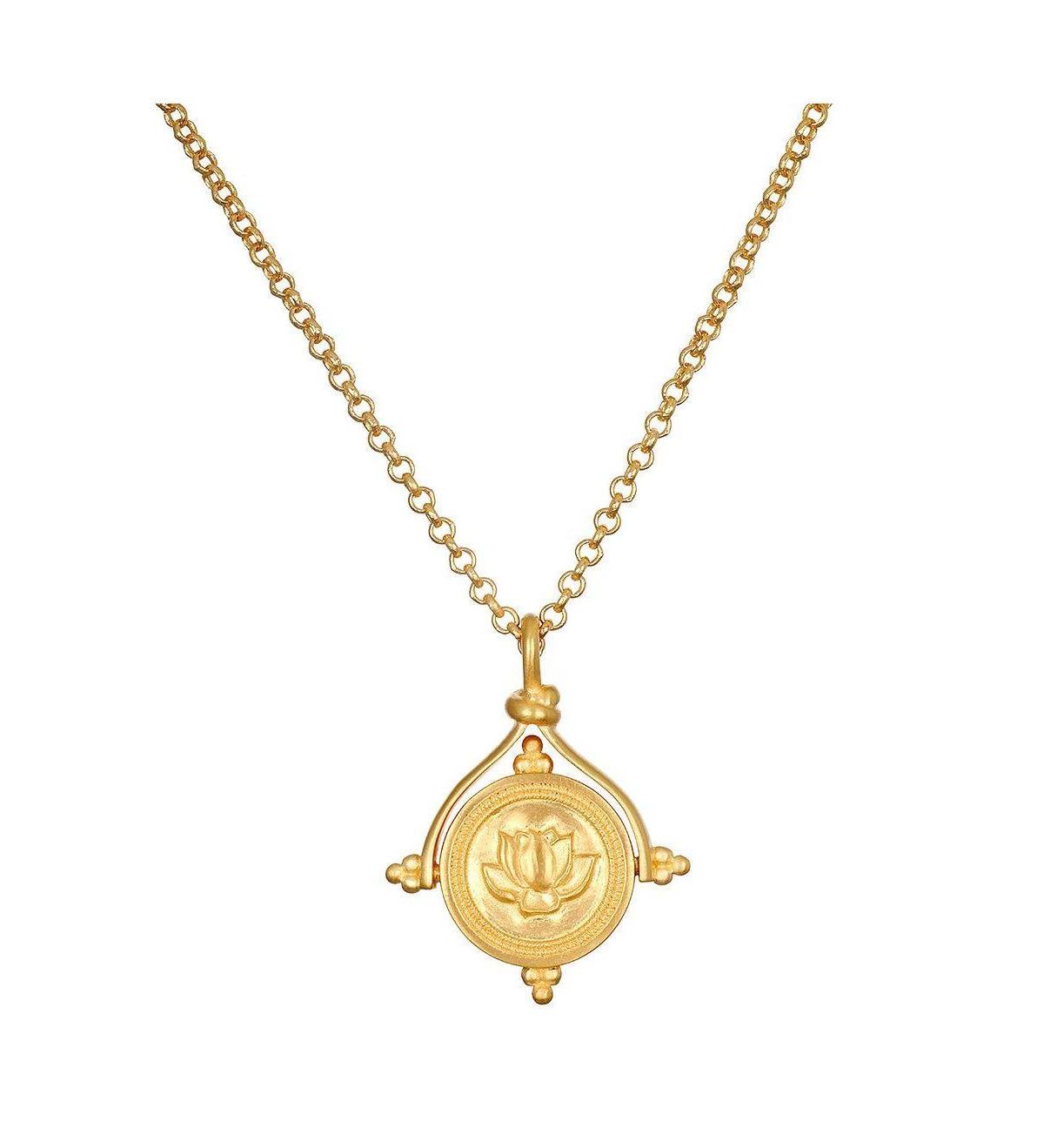 Satya Jewelry Path of Awakening Labradorite Lotus Spinner Gold Necklace