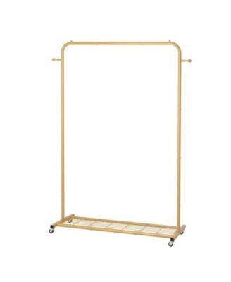 Modern Clothes Rack with Hanging Rod and Lockable Wheels for Home
