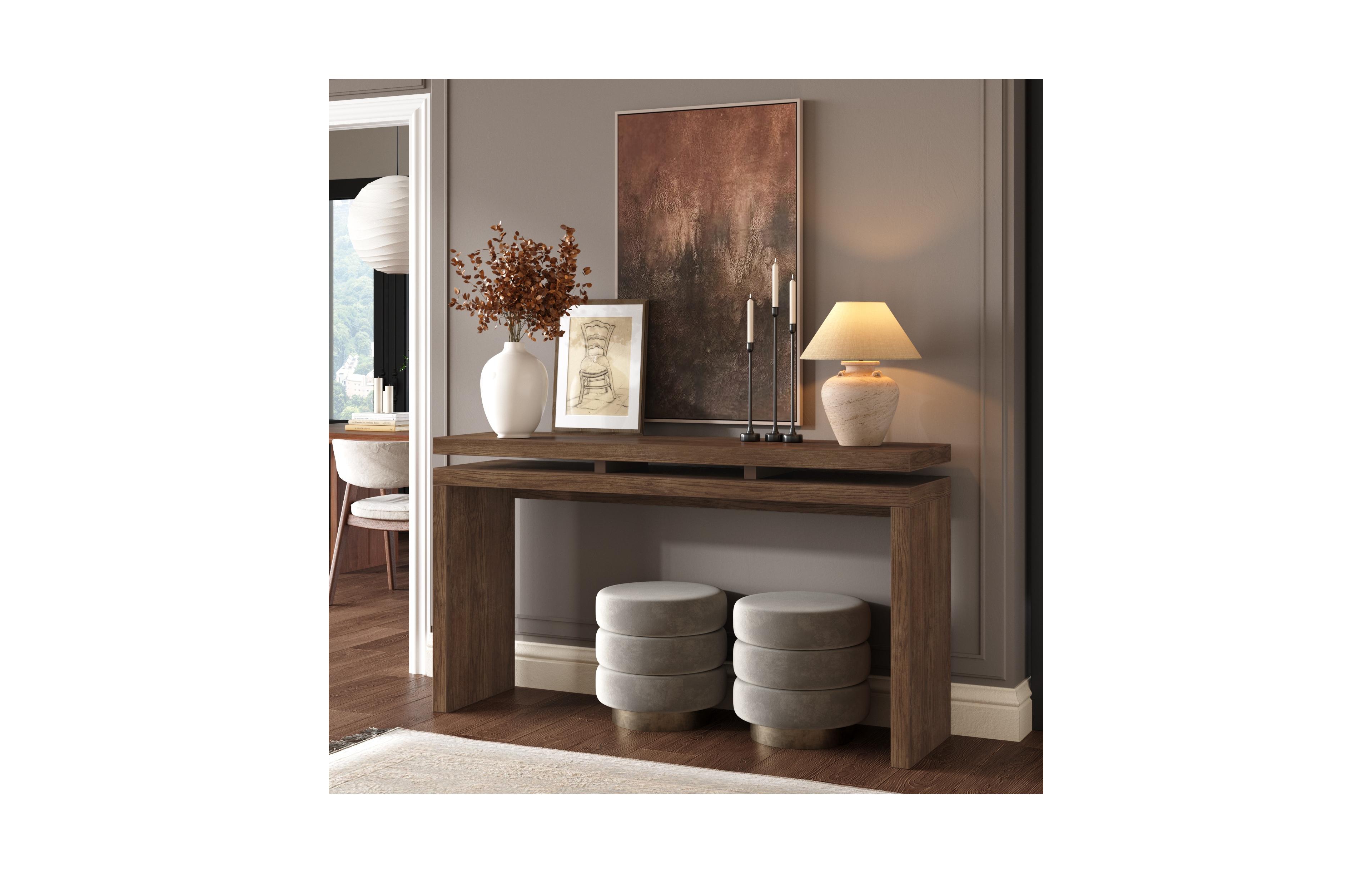 Clihome 60 Inch Farmhouse Suspended Console Table, Wooden Narrow Entryway Sofa Table for Hallway Living Room