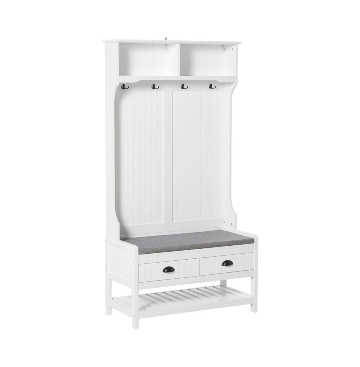 Slickblue 3-in-1 Coat Rack Stand With 4 Hooks, 3 Shelves and 2 Drawers For Entryway