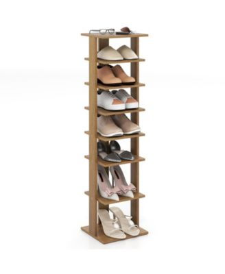 7-Tier Wooden Shoe Rack Narrow Vertical Shoe Stand Storage Display Shelf