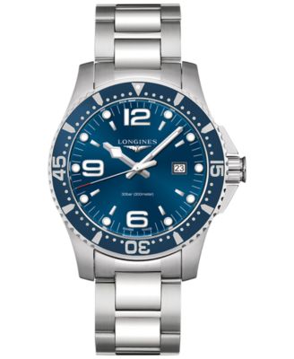 Longines Men's Swiss HydroConquest Stainless Steel Bracelet Watch 44mm ...