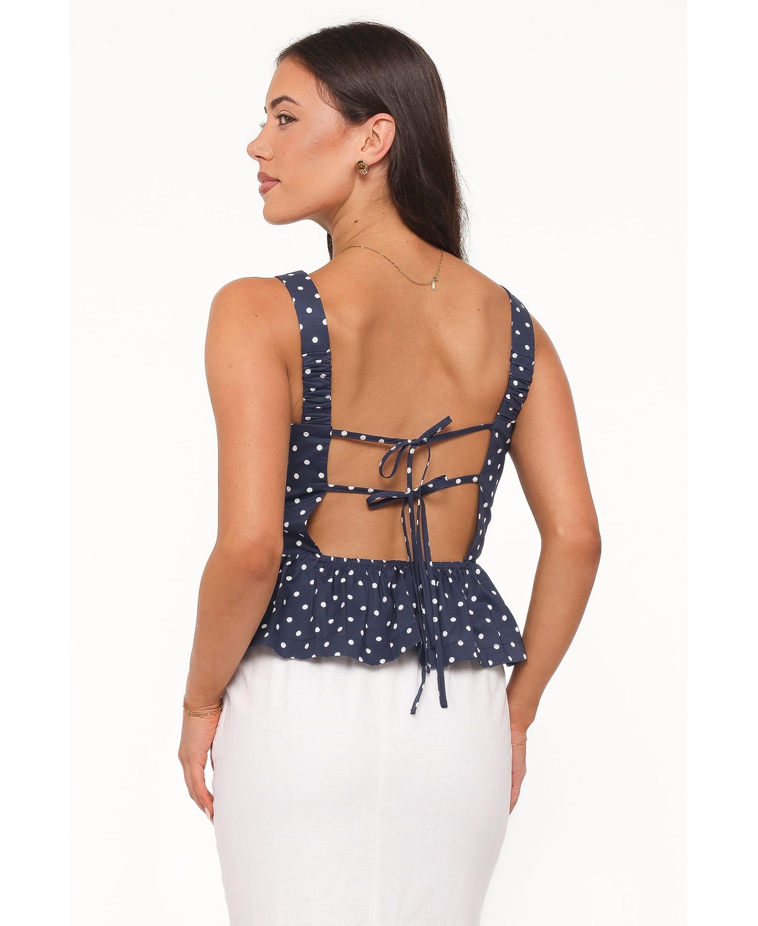 Women's Paula Square-Neck Polka-Dot Open-Tie-Back Top