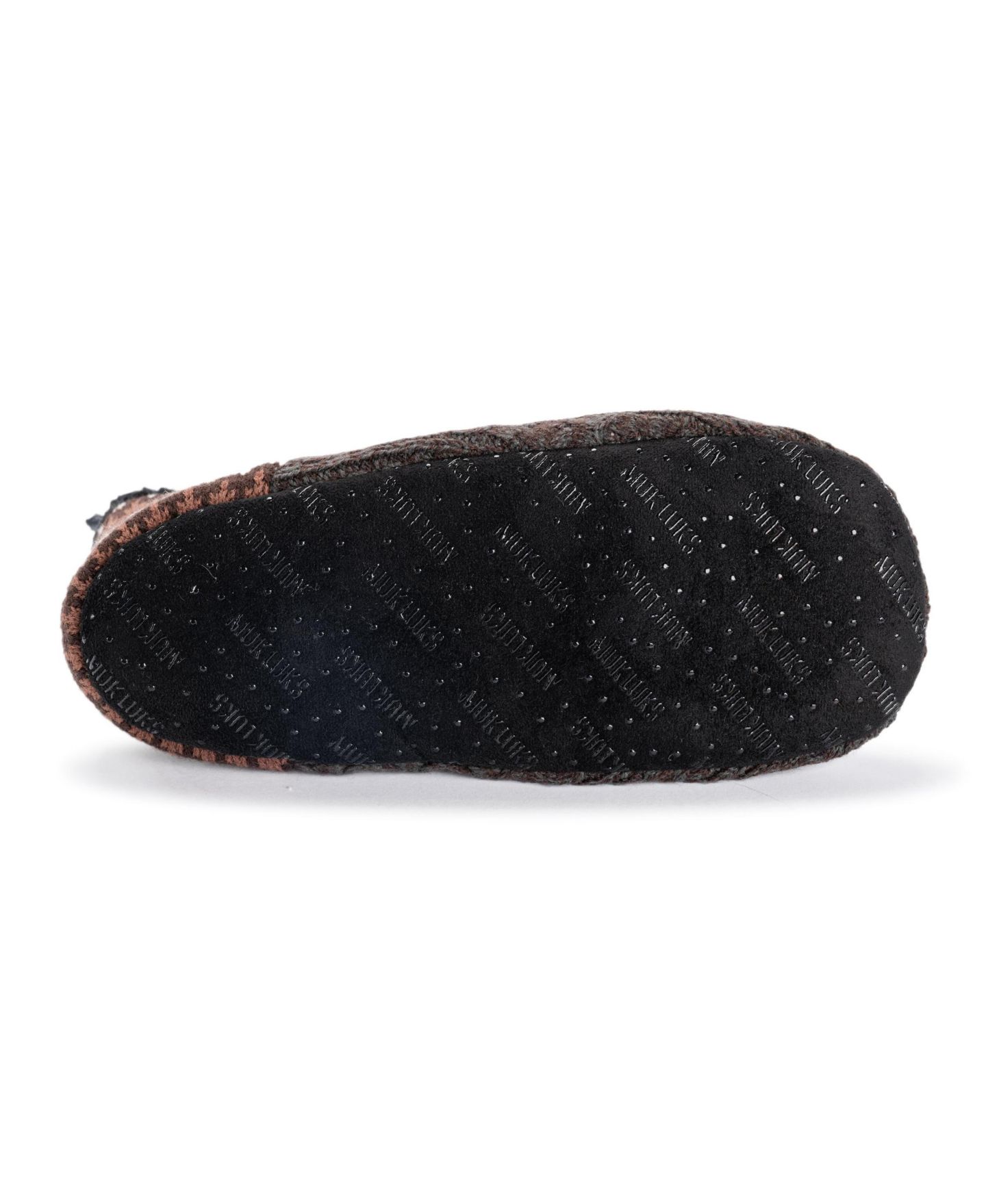 Мужские тапочки MUK LUKS Fold-Over Cuff Knit Faux Shearling Bootie Slippers, цвет: Тёмный коричневый — фото 5